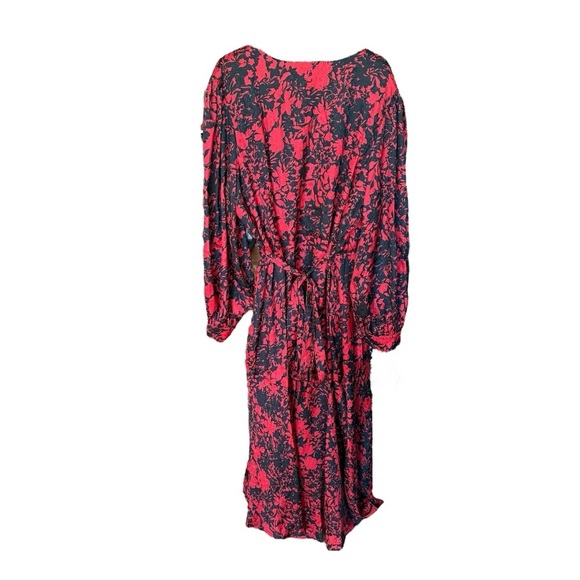 Susan Graver Occasions Reg Printed Woven Jacquard Wrap Dress in Dark Red - 2X - Picture 3 of 6